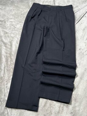 Vintage Brooks Brothers Wool Pleated Pants Mens 32x28 Blue Preppy Baggy USA Made
